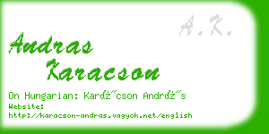 andras karacson business card